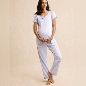 Lake Pima Cotton Blue Striped Maternity Pajama Set, size M